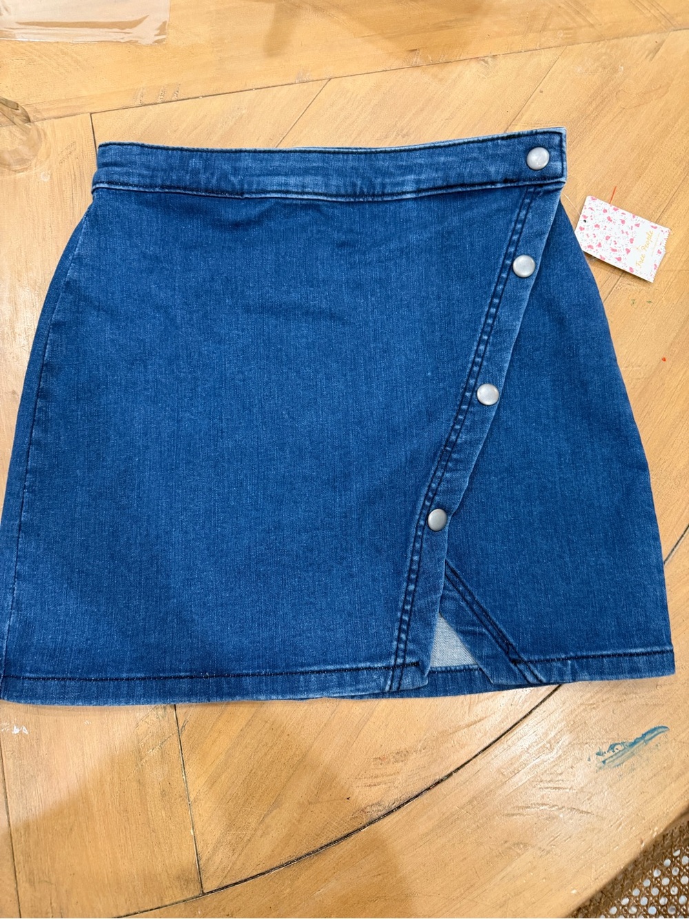 Free People Denim Button-Front Mini Skort  We The Free Size 4 NWT